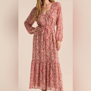 Z Supply Della Floral Print Dress in Crimson Crush *NWT*